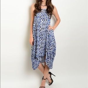 Indigo/ Ivory Medi Dress